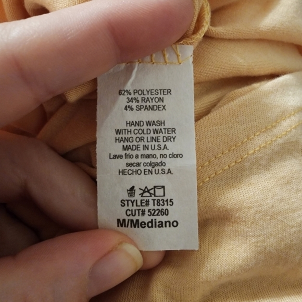 Mts yellow cut out shoulder knot shirt Size Medium - Picture 5 of 5